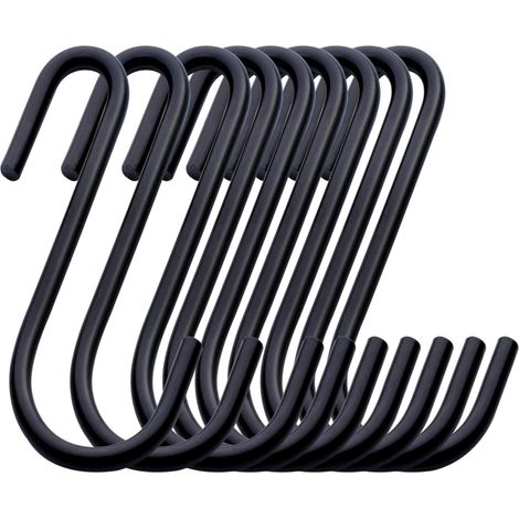 32 ganchos en forma de S de acero inoxidable de 6 cm, ganchos metálicos multifunción en forma de S, gancho doble para colgar utensilios de cocina. (1/5)