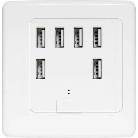 Prise murale USB universelle avec 6 ports intégrés, panneau de charge 220 V 4 A, compatible avec la charge rapide. (1/4)