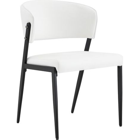 Lot de 2 chaises de salle à manger modernes blanches avec assise et dossier rembourrés, piètement en métal stable et style minimaliste  CHICFURN (1/5)