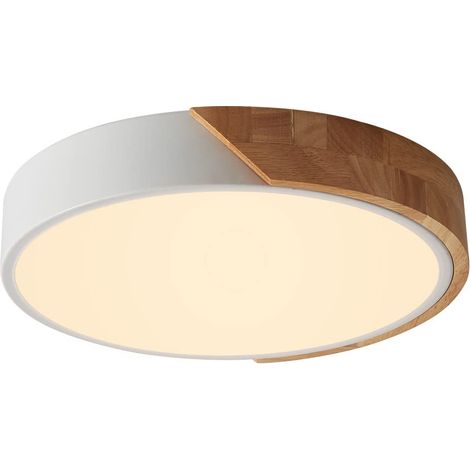 LED Plafonniers en Bois, Luminaire Plat Moderne Encastré, Plafonniers pour Salle à manger Couloir Salon Cuisine Chambre, Ø30cm  5cm, 24W, Blanc Chaud, 3000K
