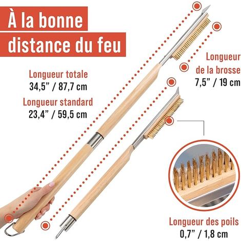 Brosse Four à Pizza et Barbecue, Grattoir, Poignée 55-87,7cm (1/2)