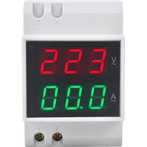 Voltmètre-ampèremètre numérique sur rail DIN, haute précision, double affichage, AC80-300V AC0-99,9A (1/5)