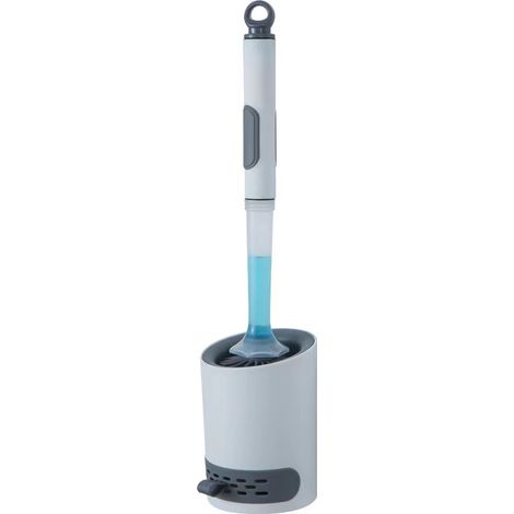 Brosses et Supports en Silicone, Brosse de Nettoyage de Toilettes avec Support à séchage Rapide et poignée antidérapante pour Salle de Bain, 1 pièce, Blanc (1/5)