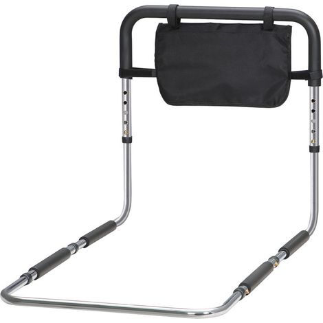 Barre d\'appui lit barrière sécurisée protection poignée réglable 5 hauteurs pochette rangement 87Lx51,5lx45-55H cm (1/5)