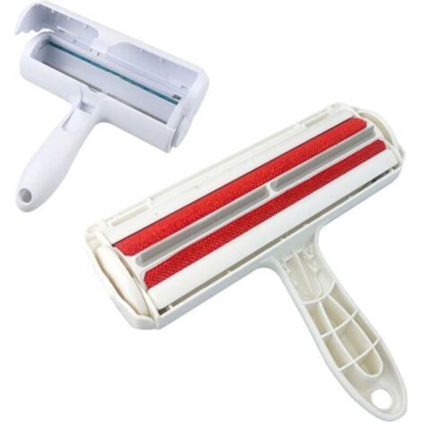 Brosse Dépilante pour Poils de Chien et Chat, Bidirectionnelle ABS Rouge - Rouleau Nylon (1/3)