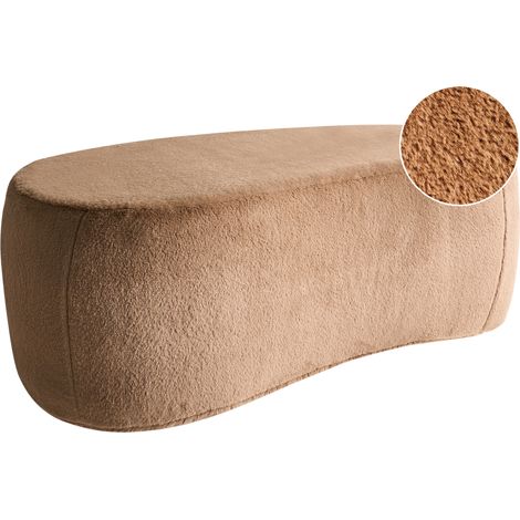 Puf moderno reposapiés tapizado de piel sintética decorativo estampado liso marrón Bayard