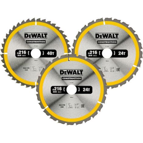 DeWALT - Juego de 3 hojas de sierra para metal y madera 216x30 mm DT1962 (1/2)