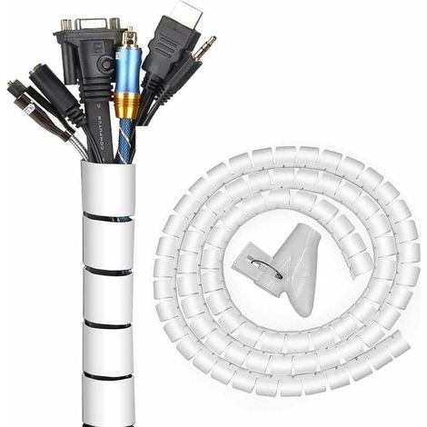 Kabelmanagementsystem – Spiralkabelaufwicklung – 22 mm x 3 Meter – Flexibler Kabel-Organizer für Büro, Zuhause, PC, Fernseher (1/4)