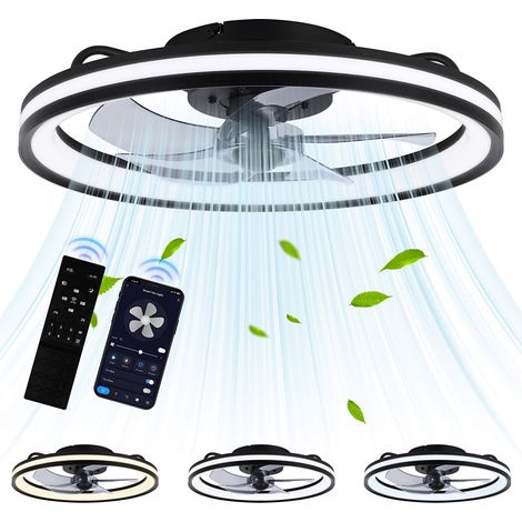Randaco Ventilatore da Soffitto LED Dimmerabile 48 cm con Telecomando per Luci da Camera e Soggiorno
