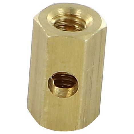 BORNES Laiton Hexagonal 7X12 Percée et taraudée M4/P70 PLAT-1 pièce (1/2)