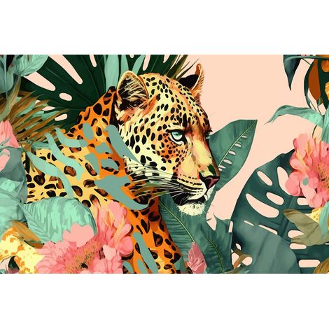 Papier peint panoramique - Jungle Léopard - 130 cm x 87 cm (1/2)
