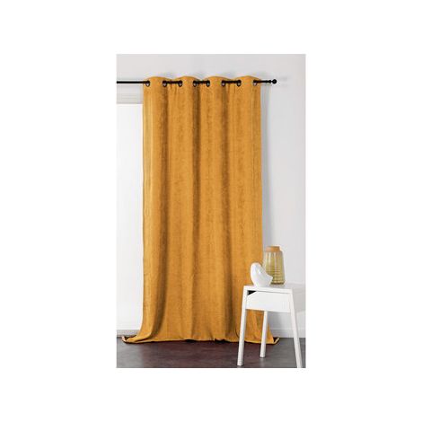 Rideau Moutarde Uni Phonique, Isolant, Thermique et Occultant - 140x260cm - Moutarde (1/3)
