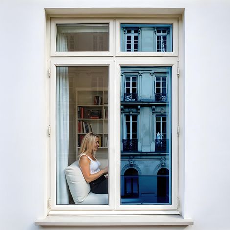 DIMEXACT - Film miroir sans tain pour grand vitrage vis-à-vis proche - bleu - 75 cm x 1 m - En Rouleau (1/5)