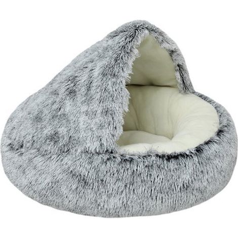 Cuccia per gatti a forma di grotta, 50 cm, calmante e ansiolitica per cani/gatti di piccola taglia, colore grigio ciambella. (1/5)