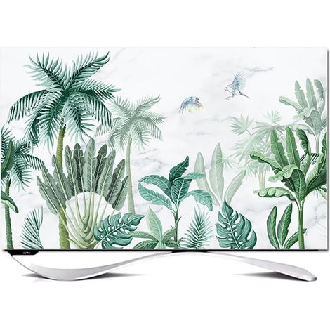 Dustproof TV Cover for 32 to 80 Inch TVs, 3D Printed Elastic Washable Fabric TV Cover, PC TV Screen Protector (65" (152x92cm), Coconut Tree) (1/5)