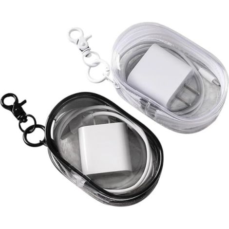 Custodia per auricolari (confezione da 2), sacchetto per riporre i cavi, custodia per auricolari, scatola portaoggetti portatile trasparente (1/5)