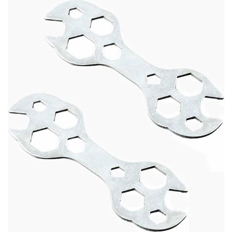Lot de 2 outils de réparation pour vélo - Outil de montage - Clé multifonction - Entretien universel - Portable - Pratique - Argenté (1/5)