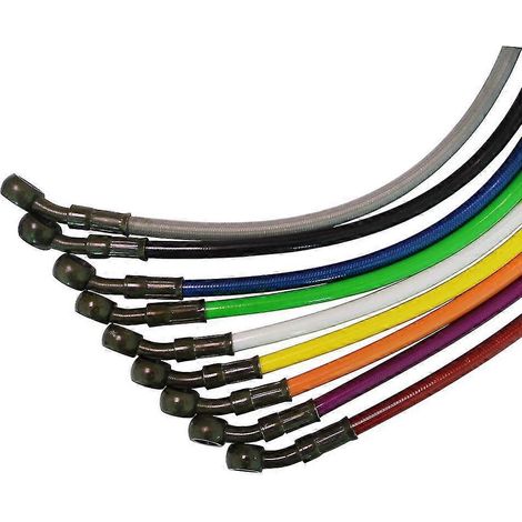 Durite de frein hydraulique tressée en acier, 10 mm, angle de 28°, pour moto tout-terrain, longueur 270 mm à 1500 mm, compatible avec la compétition universelle gaine en caoutchouc incluse (lot de 5) (1/5)