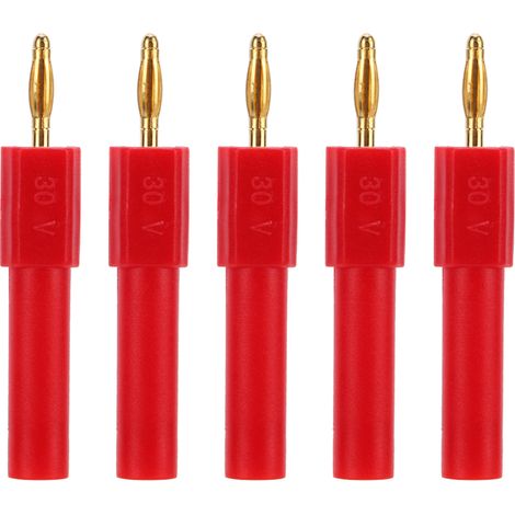 Lot de 5 fiches bananes rouges conversion 2mm-4mm, connectique robuste à haute conductivité (1/5)