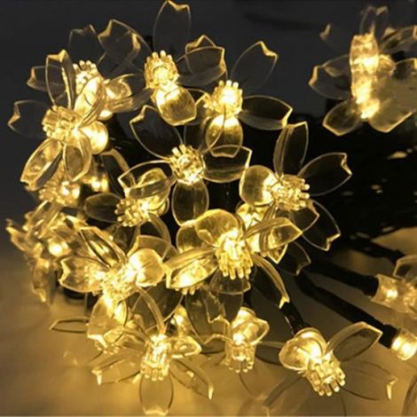 Guirlande lumineuse solaire - - 7m - 50 LED - Blanc chaud - Fleurs de cerisier (1/4)