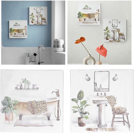 Petit tableau décoratif mural étanche pour salle de bain avec cadre intérieur. (1/5)