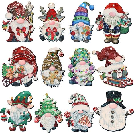 Déco Noël gnome en bois pour sapin (1/5)