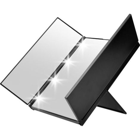 Miroir de maquillage LED pliant 360° avec éclairage réglable, miroir de vanité lumineux pour table (1/5)