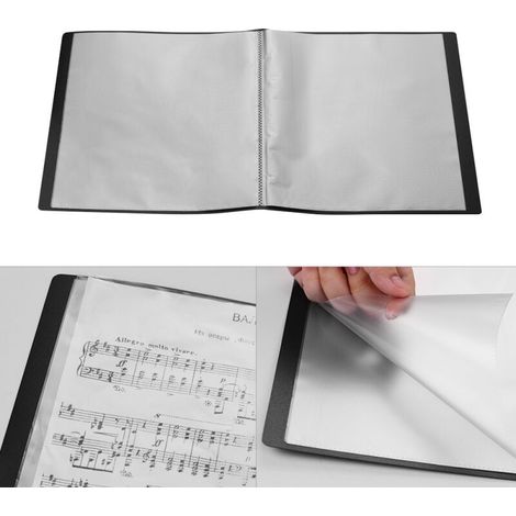 Classeur transparent A4 à 10 pochettes avec protège-pages transparents, idéal pour le classement de documents, partitions musicales, rapports de bureau et rapports scolaires Convient également aux étu