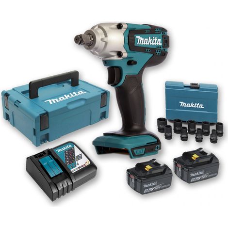 Makita – Boulonneuse à chocs 18V 190Nm 1/2" – 2 batteries 3Ah – Moteur Brushless – Vitesse variable et frein électrique – Coffret 9 douilles (1/4)