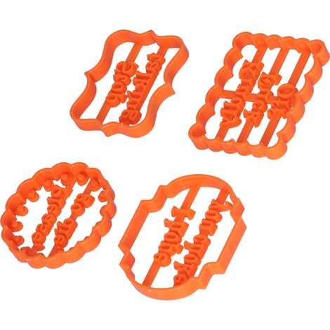 Moules à biscuits en plastique (lot de 4) avec phrases décoratives pour la maison, les anniversaires et les fêtes. (1/5)