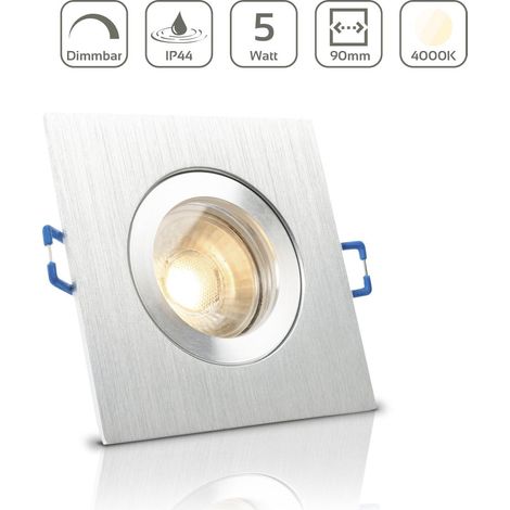 Einbauspot IP44 eckig - Farbe: Alu-gebürstet - LED Leuchtmittel: GU10 5W neutralweiß dimmbar (1/4)