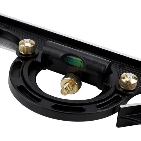 Équerre combinée réglable en métal 300 mm, règle à angle droit, outil de mesure pour ingénieur (noir) (1/5)