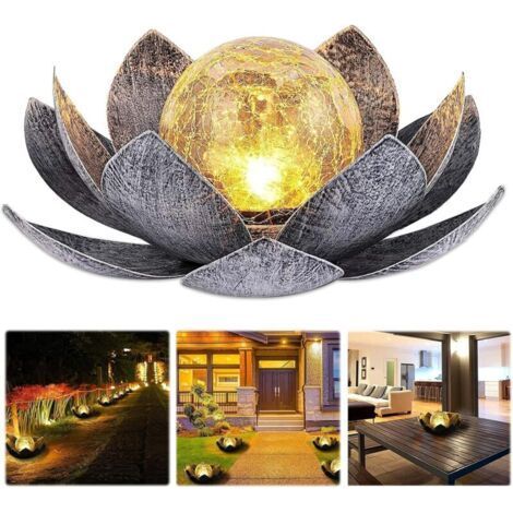 Lampe solaire d'extérieur, fleur de lotus lanterne solaire avec des effets lumineux blanc chaud lumineux, IP44 étanche lampes solaires de jardin pour terrasse, cour, pelouse, balcon (1/4)