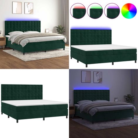 Boxspringbett mit Matratze & LED Dunkelgrün 200x200 cm Samt - Boxspringbett - Doppelbett - Samt - Luxusbettwäsche - Bettsofa - Home & Living (1/5)