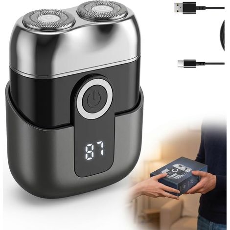 Mini Rasoir Électriques pour Hommes avec Affichage LED,Portable,Étanche  Mini Rasoir Portable Silencieux et Lavable,USB-C Rapide, Double Tête,Adapté aux Familles et Aux Voyageurs (1/5)