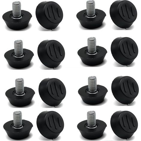 16 pieds de meubles réglables, patins de nivellement pour tables et chaises, protections de sol réglables M6 x 10 x 20 mm, patins de meubles, noir/argent (1/5)