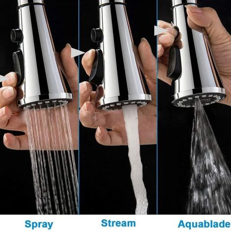 3 Modes Douchette Robinet Cuisine, Extractible Douchette Evier Cuisine G1/2 Tête Robinet Cuisine Douchette Remplacement pour Salle de Bain Lavabo MNS (1/4)