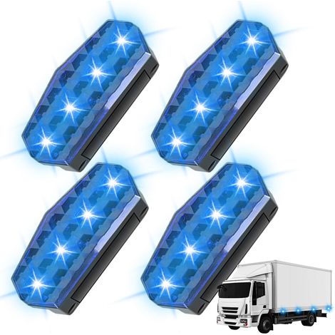 Lampe Stroboscopique Feu Clignotant LED à Énergie Solaire 4 Pièces Accessoire d'Alarme Automobile Haute Luminosité pour Véhicules, Motos, Glissières et Panneaux Routiers (1/5)