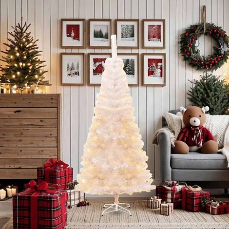 vidaXL Artificial Christmas Tree with Iridescent Tips White 180 cm PVC (1/5)