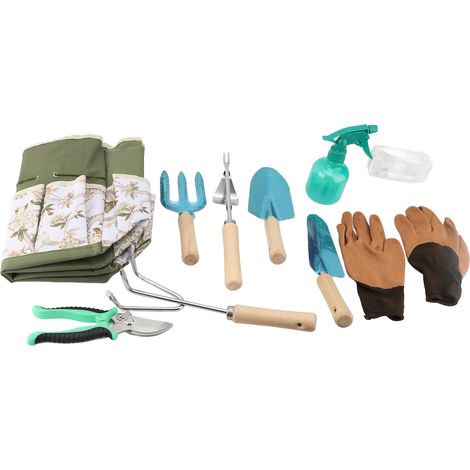Set outils jardinage inox manche bois – Sac à main flacon pulvérisation extérieur main cadeau idéal femmes, jardin (1/2)