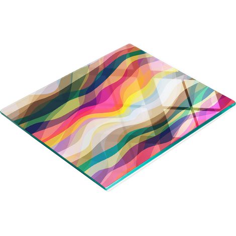 Tablero de vidrio elegante y duradero con estampado de olas abstractas de 60x52 cm.