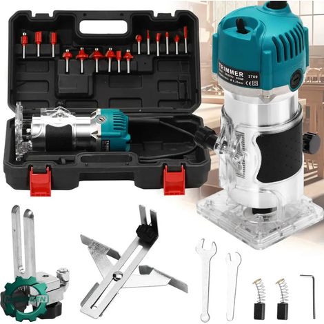 Manuzen Défonceuse Bois 800W 30000 tours min Collet 6,35 mm Fraisage Précis (1/2)