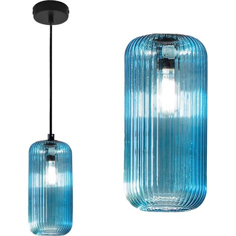 Gea luce raika vp b1 e27 led plafonnier moderne à suspension en verre coloré, couleur bleu