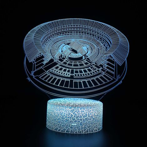 Lampe de chevet LED à illusion d'optique 3D, 7 couleurs, tactile, style Art Déco, pour chambre d'enfant. (1/2)