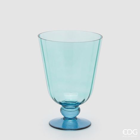 EDG Enzo De Gasperi Vaso Righe Coppa con Piede H 21 Cm D 15 Cm Azure