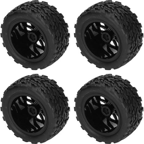 pneus RC en plastique noir résistant à l'usure pour micro-crawlers avec écrous de combinaison pour voitures télécommandées 1/8 et 1/10 (1/5)