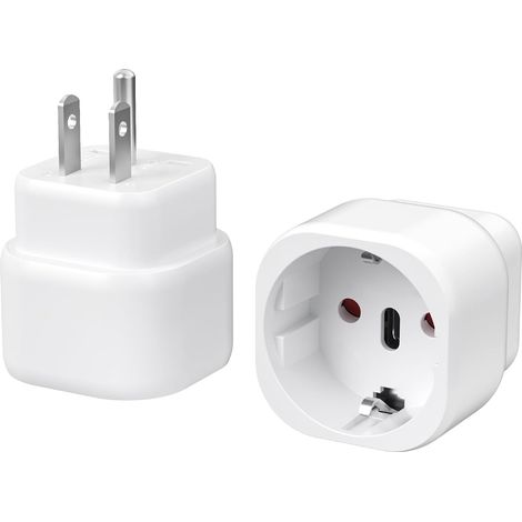 Lot de 2 Adaptateur Prise USA Compact, 2500W, Type B  Adaptateur Prise France vers USA, Adapter USA, pour Thaïlande, Canada, Amérique, Pérou, Costa Rica, Mexique, Cuba (1/5)