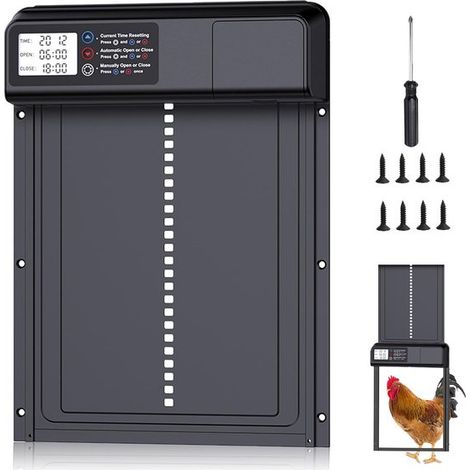 Porta basculante automatica - Alimentata a batteria, in alluminio, con schermo LCD, impermeabile, con funzione anti-pizzicamento e timer. (1/2)