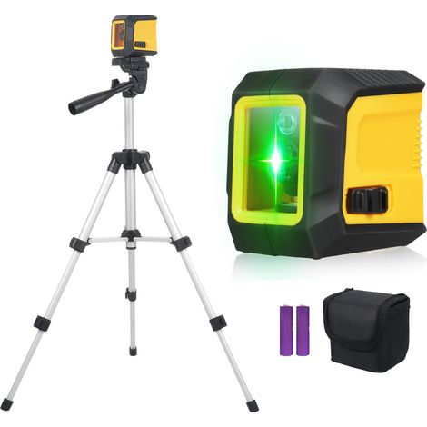 Niveau laser à lignes croisées autonivelant, 2 niveaux de réglage de la luminosité, 2 piles, avec trépied de 60 cm et sac en tissu (1/5)