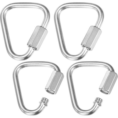 4-Pack Quick Chain Link Connector, M4 5/32" 316 Acier Inoxydable Triangle Swing/Camping/Randonnée/Sac À Dos, Twist Key Ring Vis Chaîne Lien [Silver] (1/5)